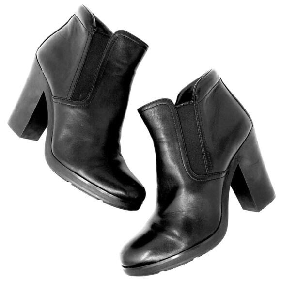 PRADA CHUNKY HEELS BLACK LAMBSKIN LEATHER CHELSEA BOOTS BOOTIE SZ 6.5 - Picture 3 of 14